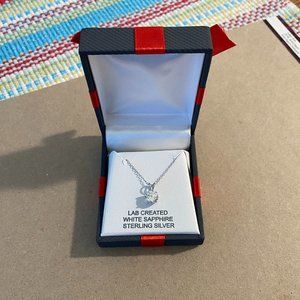 Sterling Silver Lab Created White Sapphire Necklace